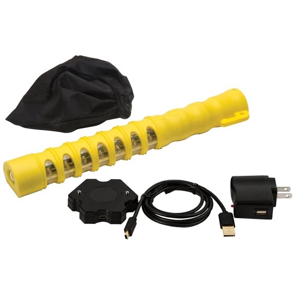 Aervoe 1154 Baton Traffic Flare with 15 Amber LEDs Visible Light Range Up to 1 Mile, 1 Half-watt Flashlight, Waterproof & Floats, Crushproof, Corrosion Proof