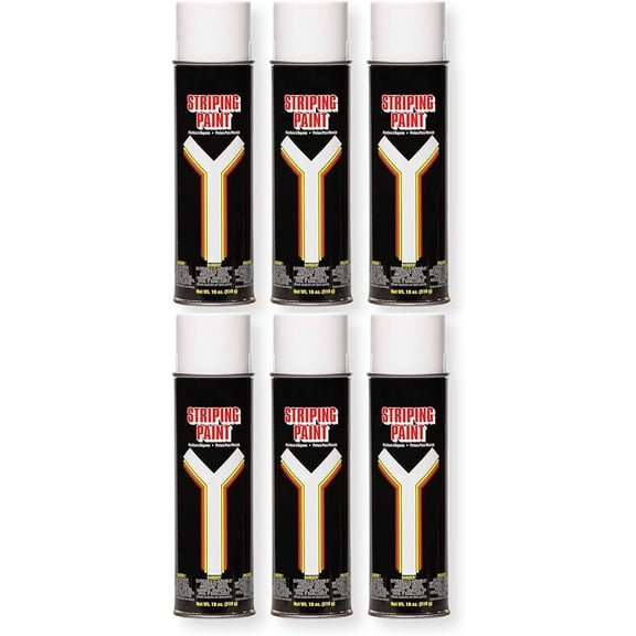 Aervoe Model 710 Traffic White Striping Paint, 18 oz Aerosol, Solvent-Based, Fast Drying, 4-Inch Stripe, Non-Clogging Tip, Pack of 6