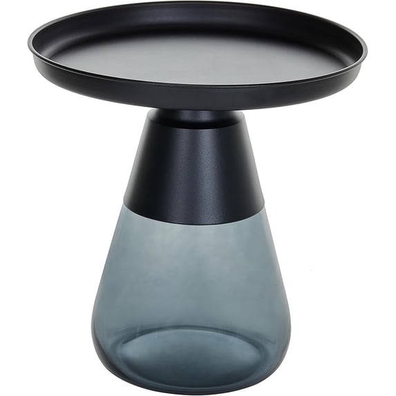 Aria Home Aeryn Nesting Table Tray Top Glass Base End Table Modern 19" Black Gray