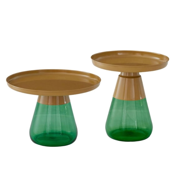 Aeryn Nesting Table Set, Tray Top Nesting Table With Glass Base,Set of Two