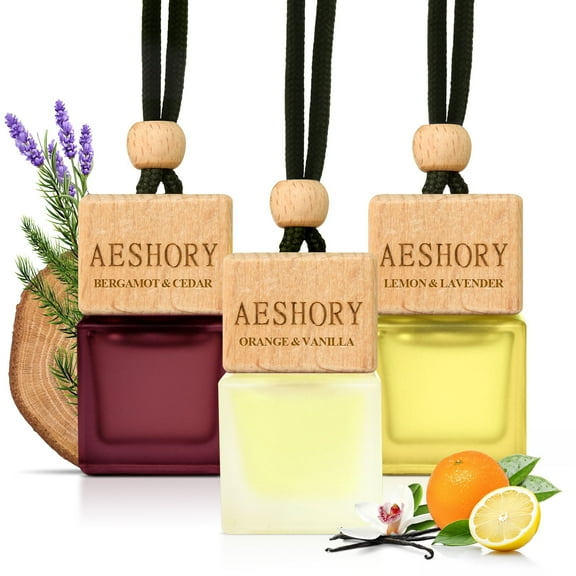Aeshory Citrus Scented Car Air Freshener Hanging 3-Pack, Premium Car Aromatherapy Essential Oil Diffuser Gift Set