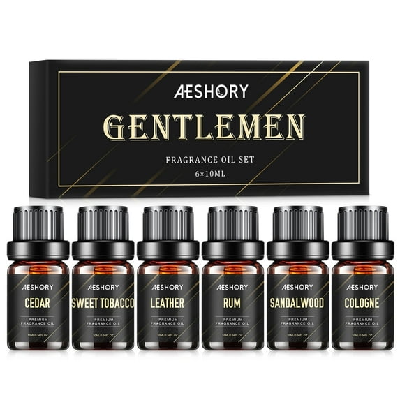 Aeshory Gentlemen's Fragrance Oils Set For Diffuser, Skin Care, Humidifier, Candle and Soap Making - 10ml*6 Pack