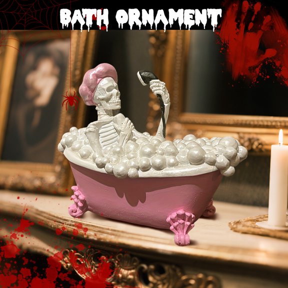 Aeshufy 7.75" Pink & White Bathing Skeleton Tabletop Dcor Halloween Home Decor, Halloween Decorations, Halloween Party Favors, Halloween Decorations Indoor, Halloween Gifts