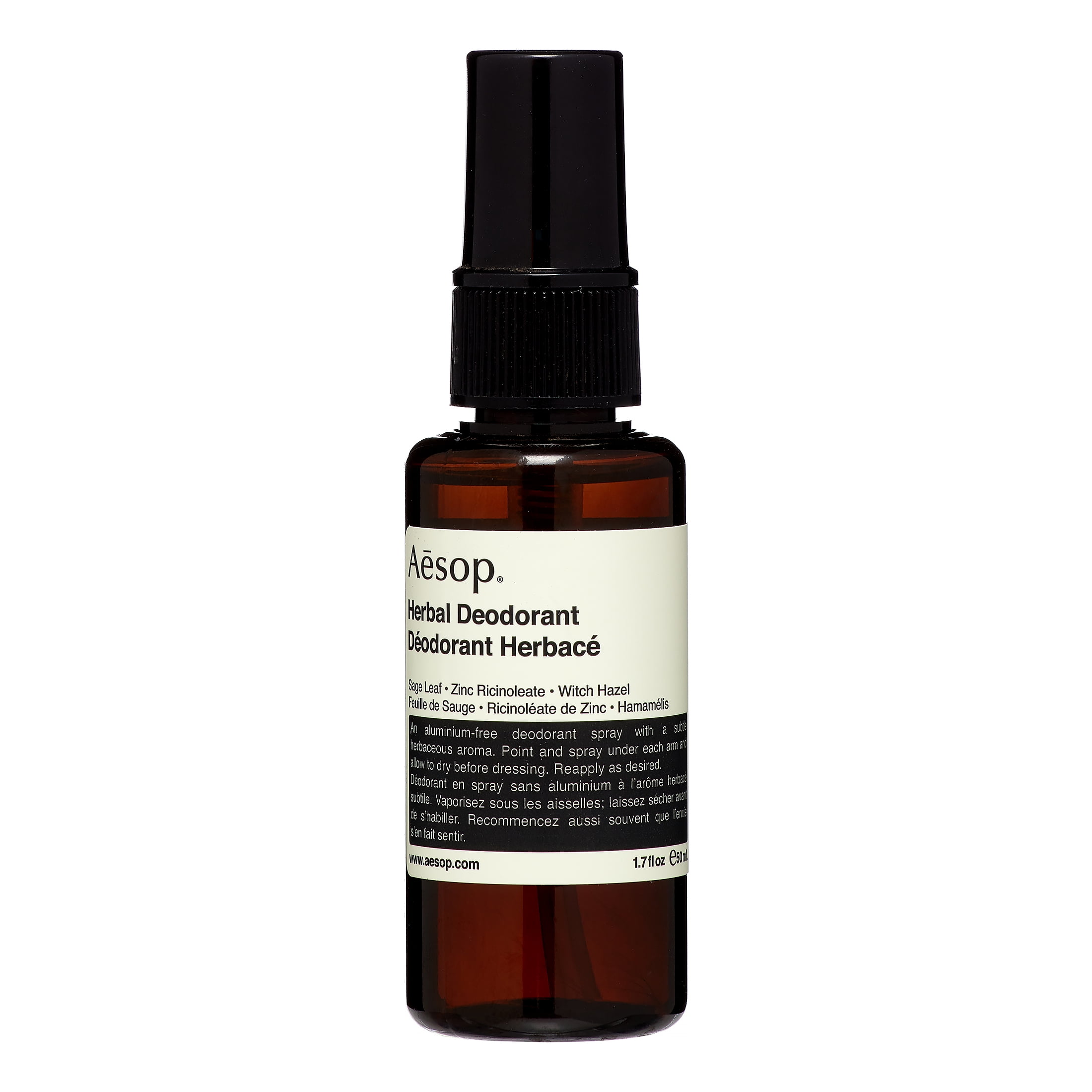 Aesop Deodorant Spray Zinc Ricinoleate and a Blend of Essential Oils