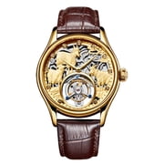 Aesop Manual Tourbillon Men's Mechanical Watch With Hollow Movement Leather Stainless Steel Sanyang Kaitai Sapphire 2025 NEW