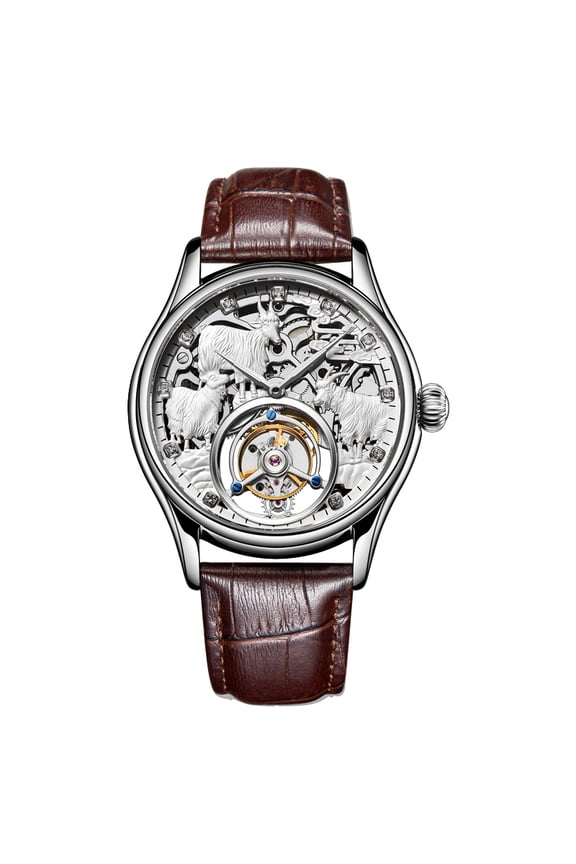 Manual Tourbillon Men's Mechanical Watch With Hollow Movement Leather Stainless Steel Sanyang Kaitai Sapphire 2025 NEW