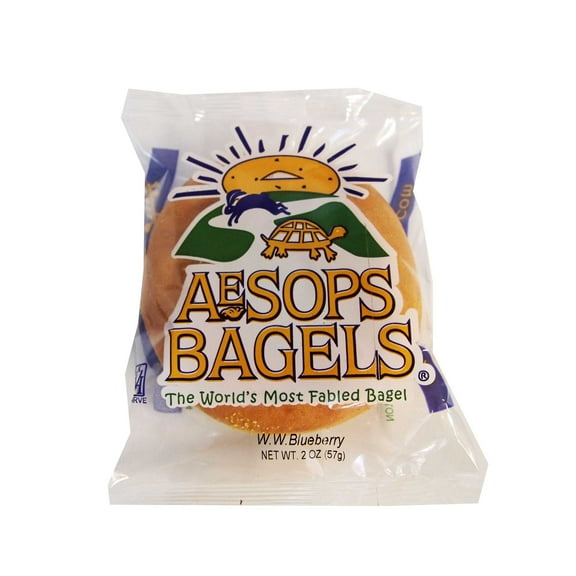 Aesops Bagels Whole Wheat Blueberry Bagel, 2 Ounce -- 72 per case.