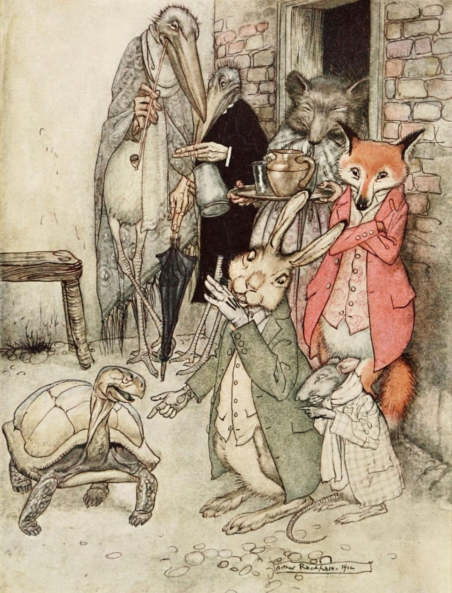 Aesops Fables 1912 Hare & the Tortoise Canvas Art - A Rackham (18 x 24)