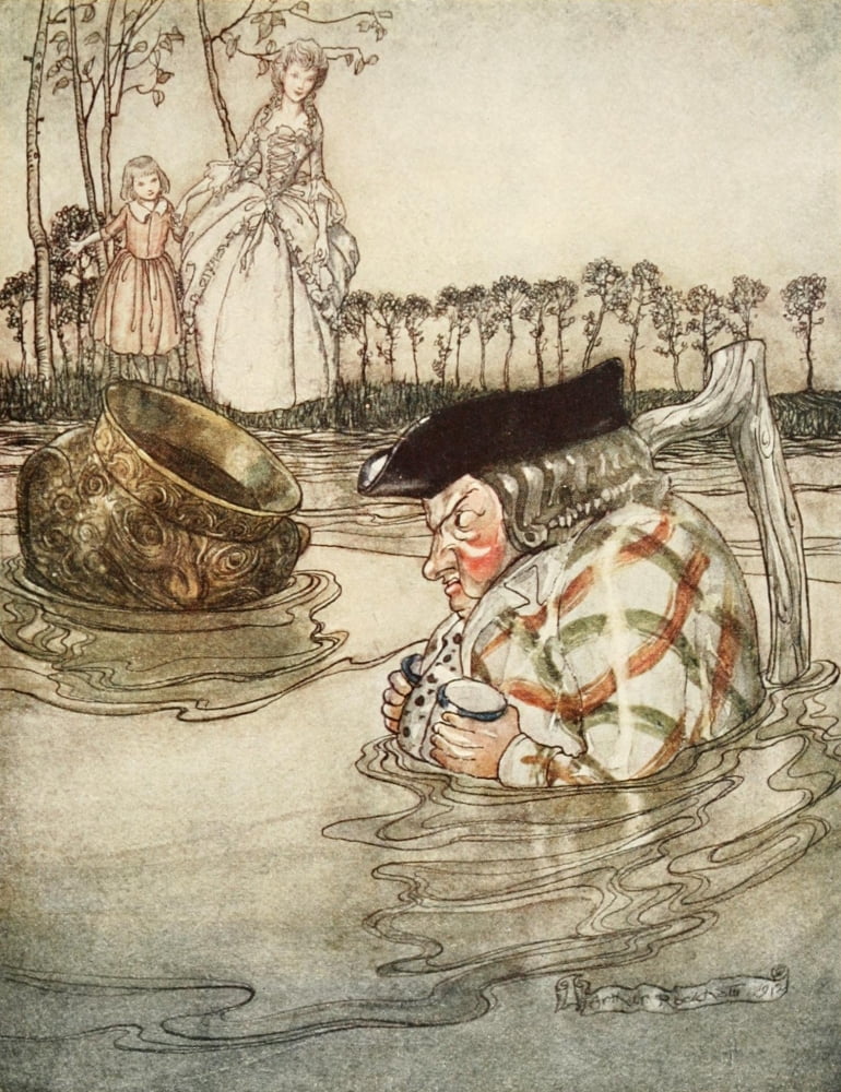 Aesops Fables 1912 The Two Pots Canvas Art - A Rackham (18 x 24)
