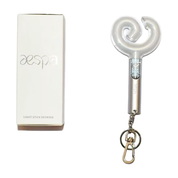 Aespa Lightstick Ver 2 Keychain, Kpop Merch Merchandise Mini Light Stick Pendant for Bag Light Colour and Speed Adjustable Fans Gift Collection(Built-in battery)