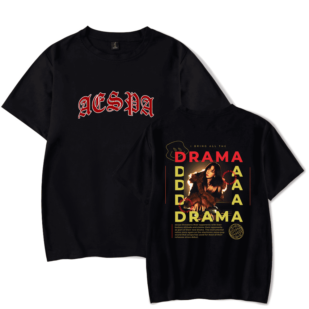 Aespa Merch Tshirt Synk Parallel Line Tour Drama New Album Giselle tshirts Fashion Kpop Men