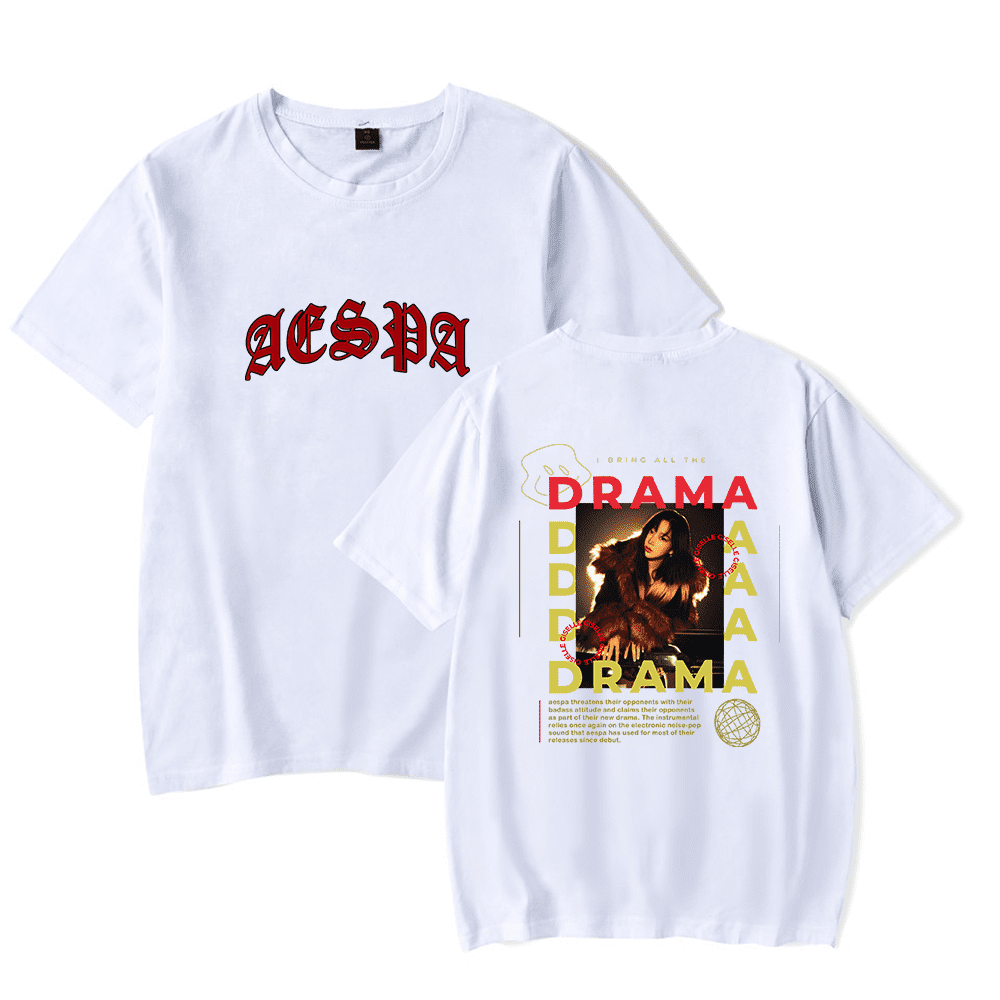 Aespa Merch Tshirt Synk Parallel Line Tour Drama New Album Giselle tshirts Fashion Kpop Men