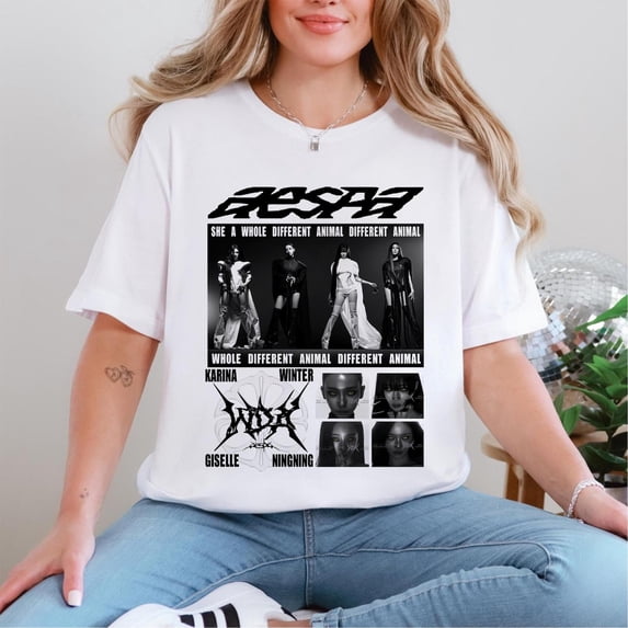 Aespas W-DA Whole Different Animal T-Shirt, Retro Futuristic Pop Graphic Tee