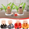 thumbnail image 1 of Aespoir Cute Little Monks Figurine, No Evil Statue Wealth Lucky Figurine Showpiece Home Miniature Baby Buddha Decor Gift(Black), 1 of 7