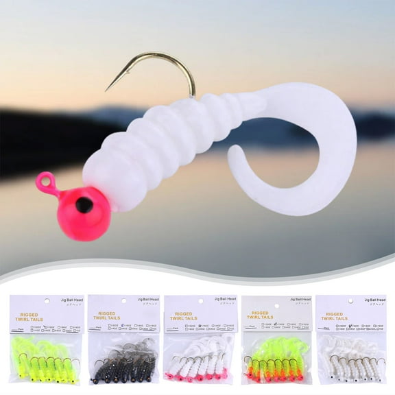 Aespoir Grub Fishing Crappie Lures Tube Baits Soft Worms Grub Tail Crappie Jigs Fishing Hooks for Bass Trout Bluegill Panfish