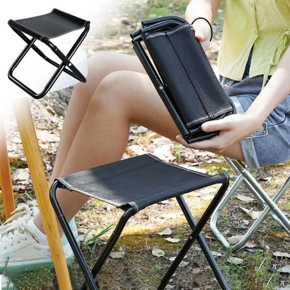 Aespoir Portable Folding Stool, Small Camping Stool, Outdoor Folding Fold Aluminum Chair Stool for Fishing Camping,10.2×11×10.2 In