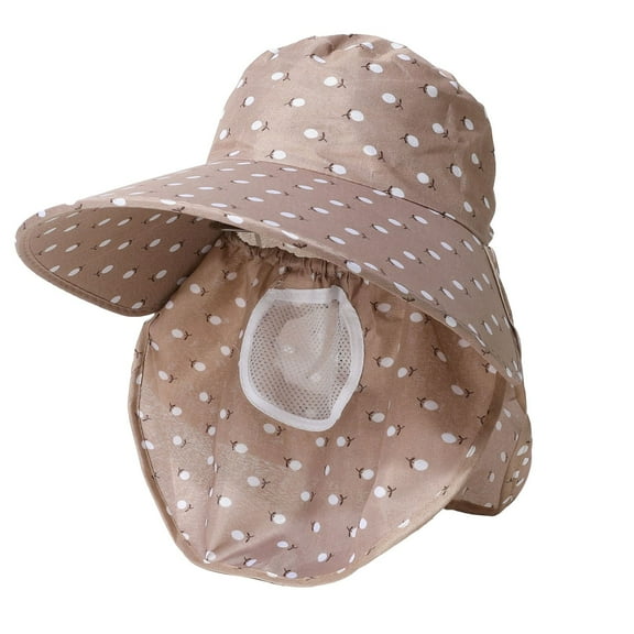 Aespoir Sun Hat for Women with Wide Brim Face Mask, Detachable Neck Face Flap Ponytail UV Protection Visor Hat Garden Fishing Hiking(Khaki)