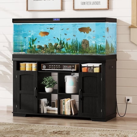 AesthLife 55-75 Gallon Fish Tank Stand, Heavy Duty Aquarium Stand with Power Outlet, 1000LBS Wood Fish Tank Cabinet with Storage Suitable for Turtle Tank, Reptile Terrarium, for Home Office