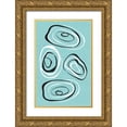 thumbnail image 1 of Aesthete 10x14 Gold Ornate Wood Framed with Double Matting Museum Art Print Titled - Water Circles Cyan, 1 of 4