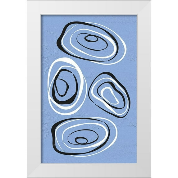 Aesthete 10x14 White Modern Wood Framed Museum Art Print Titled - Water Circles Blue