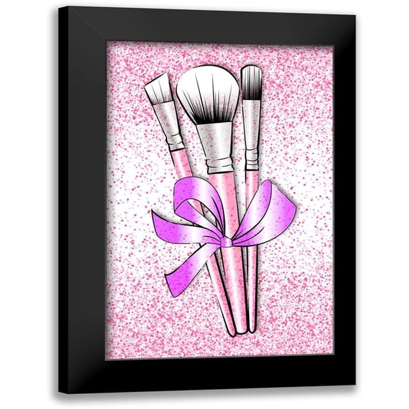 Aesthete 11x14 Black Modern Framed Museum Art Print Titled - Pink Brushes