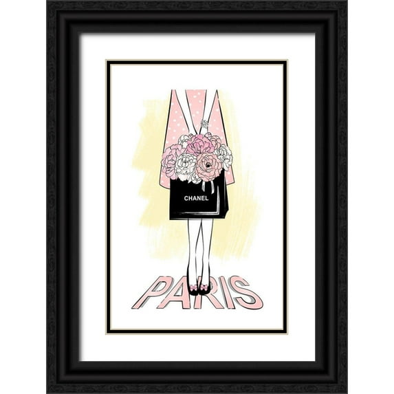 Aesthete 11x14 Black Ornate Wood Framed with Double Matting Museum Art Print Titled - Paris Girl