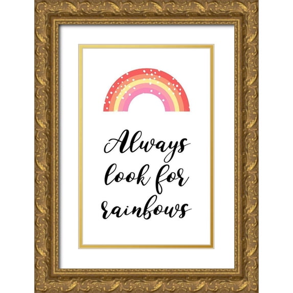 Aesthete 11x14 Gold Ornate Wood Framed with Double Matting Museum Art Print Titled - Rainbows