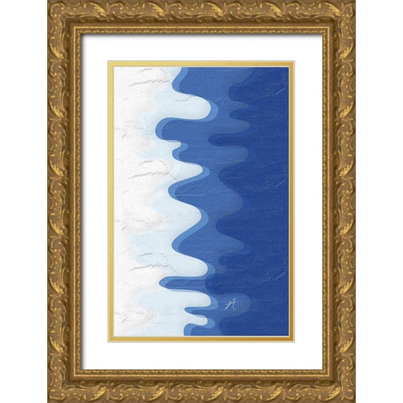 Aesthete 11x14 Gold Ornate Wood Framed with Double Matting Museum Art Print Titled - Waves