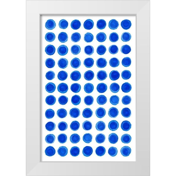 Aesthete 11x14 White Modern Wood Framed Museum Art Print Titled - Blue Water Dots