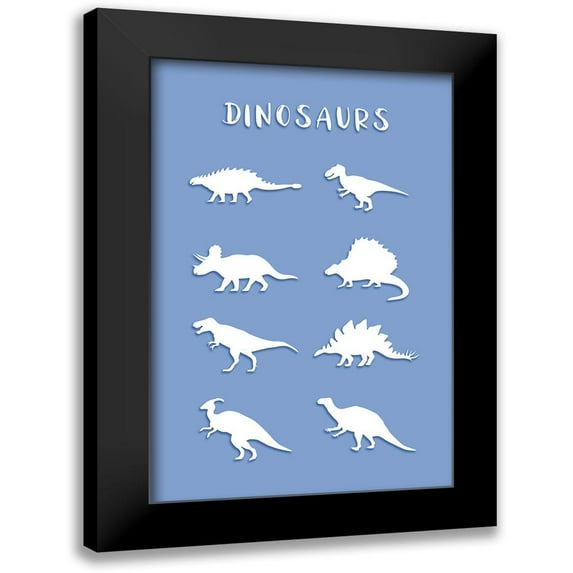 Aesthete 13x18 Black Modern Framed Museum Art Print Titled - Dinosaurs Blue