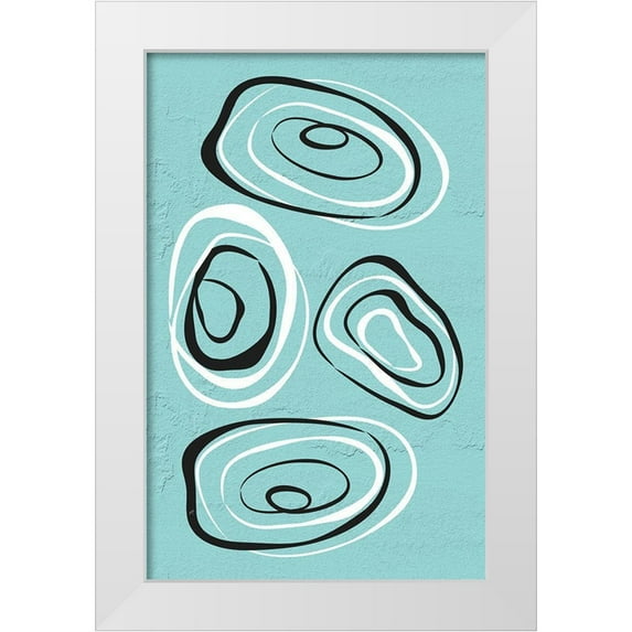 Aesthete 13x18 White Modern Wood Framed Museum Art Print Titled - Water Circles Cyan
