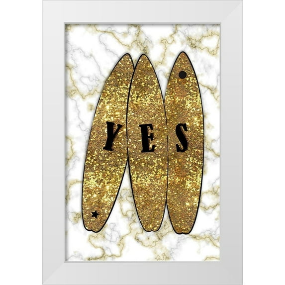 Aesthete 13x18 White Modern Wood Framed Museum Art Print Titled - Yes Surf Gold
