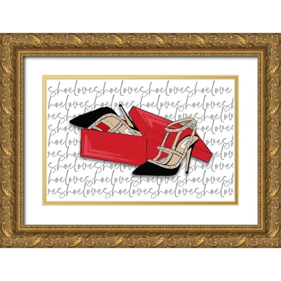 Aesthete 14x11 Gold Ornate Wood Framed with Double Matting Museum Art Print Titled - Shoe Love