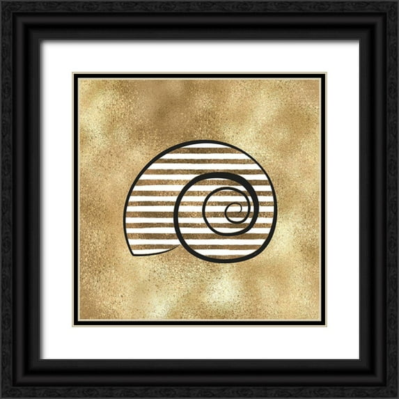Aesthete 15x15 Black Ornate Wood Framed with Double Matting Museum Art Print Titled - Golden Seashell2