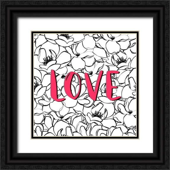 Aesthete 15x15 Black Ornate Wood Framed with Double Matting Museum Art Print Titled - Love Magnolias
