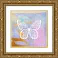thumbnail image 1 of Aesthete 20x20 Gold Ornate Wood Framed with Double Matting Museum Art Print Titled - Purple Butterfly, 1 of 4