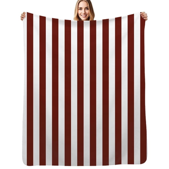 Aesthetic 0xide Red and White Vertical Flannel Blanket Warm Soft Bedding Throws Winter Camping Chair Sofa Bed