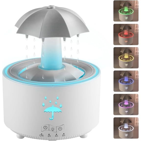 Aesthetic 2-in-1 Humidifier Oil Diffuser with 360° Rotating Raindrop & 7 LED Mood Lights,Ultrasonic Quiet Cool Mist Humidifier for up to 24 Hrs,Ideal Holiday Gifts for Home
