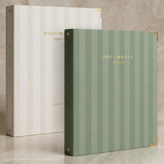 Aesthetic 3 Ring Binder Set of 2 - Sturdy 1 Inch Binder Fits Letter Sized Paper - A Cute Three Hole Ring Holder for Women or Men with Pocket Easily Organizes Your Paperwork for School, Office or Work