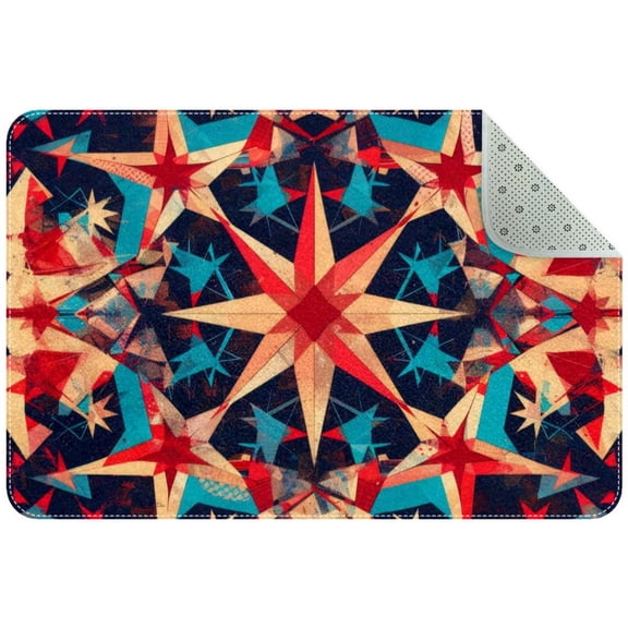 Aesthetic Abstract Star Seamless Small Area Rug, Non-Slip Door Mat Indoor Floor Mat, Washable Kitchen Rug Entrance Door Mat for Bedroom Living Room