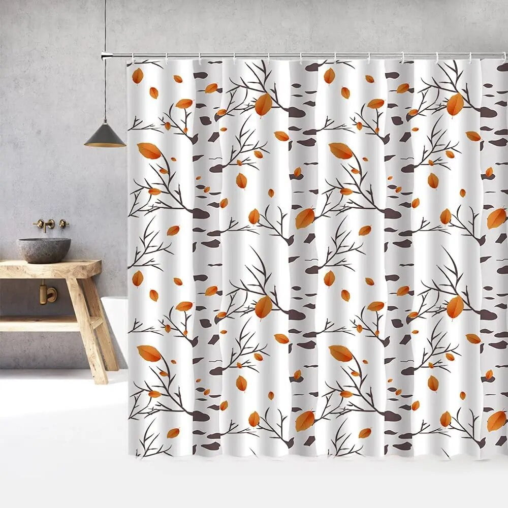 Aesthetic Art Birch Tree Printing Shower Curtain Hook Fall White and ...