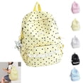thumbnail image 1 of Aesthetic Backpack Cute Backpack with Lace Dot Pattern Casual Rucksack Laptop Daypack Kawaii Supplies with Cute Accessories Casual Rucksack with Lace Decor Fashion College Backpack,Yellow, 1 of 5