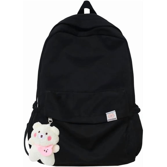 Aesthetic Backpack Cute Backpack School Supplies Laptop Bag for Women Students Solid Color