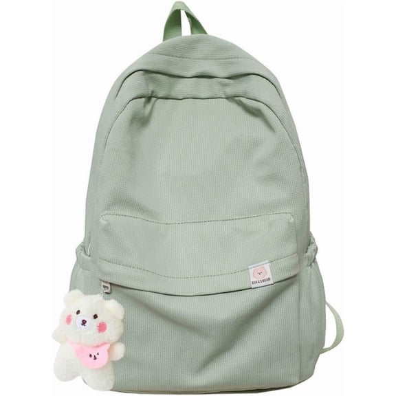 Aesthetic Backpack Cute Backpack School Supplies Laptop Bag for Women Students Solid Color