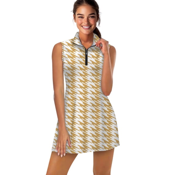 Aesthetic Beige and White Ripple Sports Dresses Women Tennis Dress Outdoor Badminton Golf Quick-Drying And Breathable Sports Dress