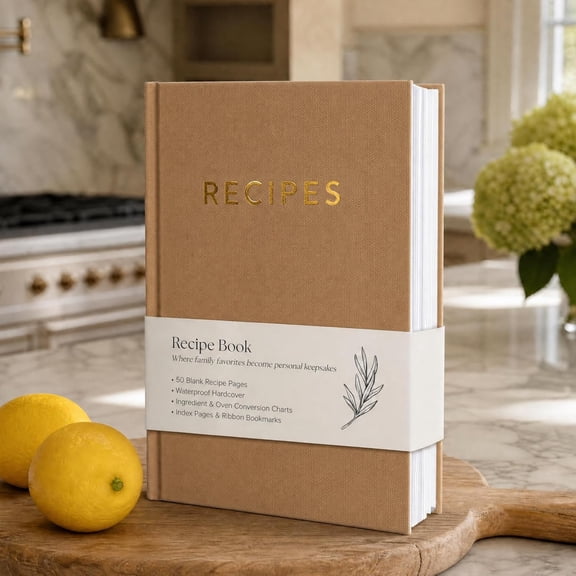 Aesthetic Blank Recipe Book with Waterproof Cover - The Perfect Recipe Notebook To Write In Your Own Recipes - Beautiful Blank Cookbook to Organize Your Recipes
