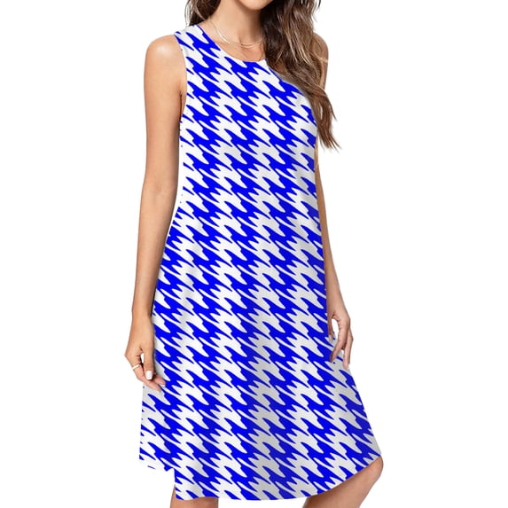Aesthetic Blue And White Ripple Dress Loose Women'S Dress Beach Dresses With Pockets Dresses For Womens