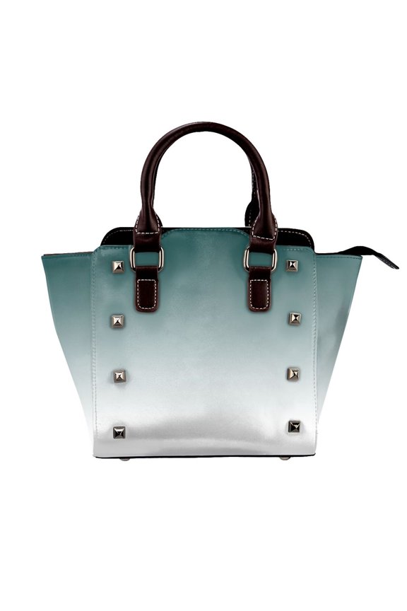 Aesthetic Blue Green And White Gradient Rivet Fashion One-Shoulder Women's Handbag Tote Bag