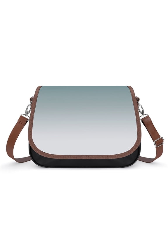 Aesthetic Blue Green And White Gradient Vintage Crossbody Bag for Women Medium Leather Hobo Bags Shoulder Bag Classic City Leather Satchels