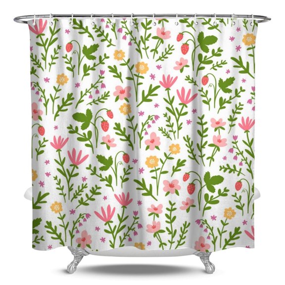 Aesthetic Botanical Floral Shower Curtain, Nature Inspired Bathroom Decor 84x72 Inch Quick-Dry Waterproof Fabric